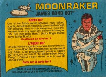 1979 O-Pee-Chee Moonraker #1 Agent 007 / James Bond Back
