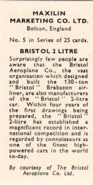 1951 Maxilin Marketing Motor Cars #5 Bristol 2 Litre Back