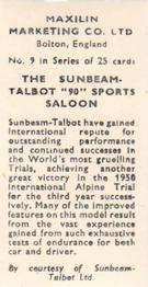 1951 Maxilin Marketing Motor Cars #9 Sunbeam-Talbot 