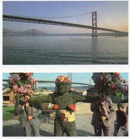 1989 Brooke Bond Discovering Our Coast (Double Cards) #9-10 Forth Bridges / The Burry Man Front