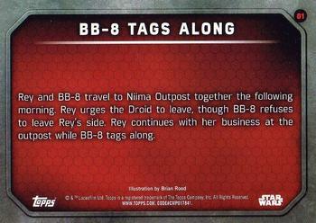 2015 Topps Star Wars: The Force Awakens - Lightsaber Blue #81 BB-8 tags along Back