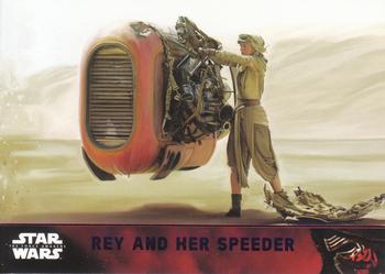 2015 Topps Star Wars: The Force Awakens - Lightsaber Purple #70 Rey and her Speeder Front