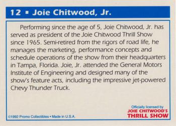 1992 Promo Collectibles Joie Chitwood's Thrill Show #12 Joie Chitwood, Jr. Back
