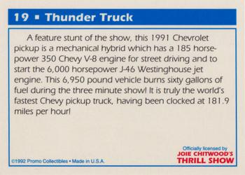 1992 Promo Collectibles Joie Chitwood's Thrill Show #19 Thunder Truck Back