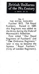 1957 British Uniforms of the 19th Century - Black Back variation #4 The Royal Fusiliers Back