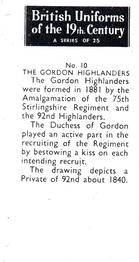 1957 British Uniforms of the 19th Century - Black Back variation #10 The Gordon Highlanders Back