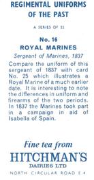 1973 Hitchman's Dairies Regimental Uniforms of the Past #16 Royal Marines Back