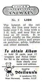 1954 Neilson's Interesting Animals #3 Lion Back