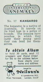 1954 Neilson's Interesting Animals #17 Kangaroo Back
