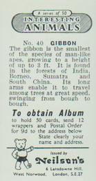 1954 Neilson's Interesting Animals #40 Gibbon Back