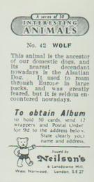 1954 Neilson's Interesting Animals #42 Wolf Back