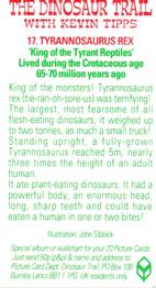 1993 Brooke Bond The Dinosaur Trail - 2nd Printing with BB11 Postcode #17 Trannosaurus Rex Back