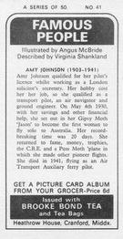1973 Brooke Bond Famous People #41 Amy Johnson Back