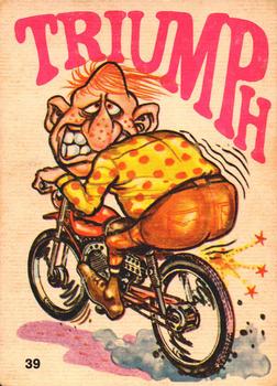 1972 Donruss Silly Cycles Stickers #39 Triumph Front