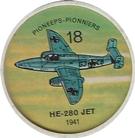 1962  Jell-O History of Aviation Coins #18 HE-280 Jet 1941 Front