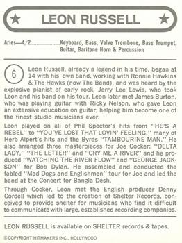 1972 Hitmakers #6 Leon Russell Back