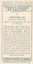 1935 Player's Kings & Queens of England (Small) #47 Edward VII Back