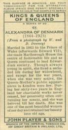 1935 Player's Kings & Queens of England (Small) #48 Alexandra of Denmark Back
