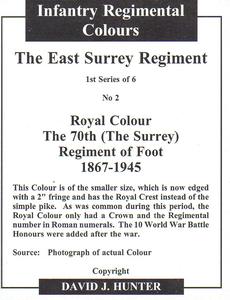 2007 Regimental Colours : The East Surrey Regiment #2 Royal Colour 70th Foot 1867-1945 Back