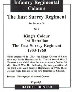 2007 Regimental Colours : The East Surrey Regiment #4 King's Colour 1st Battalion 1903-1960 Back