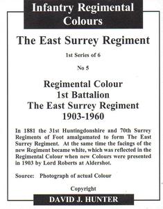 2007 Regimental Colours : The East Surrey Regiment #5 Regimental Colour 1st Battalion 1903-1960 Back