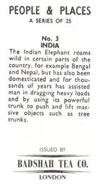 1970 Badshah Tea People & Places #3 India Back