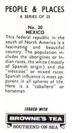 1965 Browne's Tea People & Places #20 Mexico Back