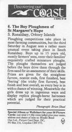 1992 Brooke Bond Discovering Our Coast #6 The Boy Ploughmen of St Margaret's Hope Back