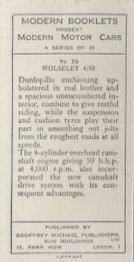 1949 Modern Motor Cars Geoffrey Michael #23 Wolseley 4/50 Back