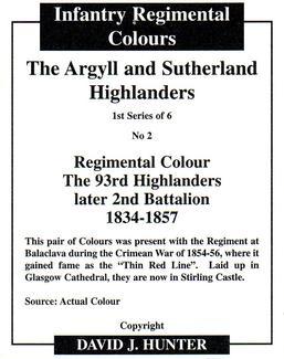 2008 Regimental Colours : The Argyll and Sutherland Highlanders 1st Series #2 Regimental Colour 93rd Highlanders 1834-1857 Back