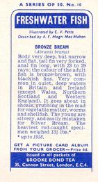 1960 Brooke Bond Freshwater Fish #10 Bronze Bream Back