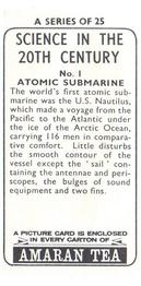 1966 Amaran Tea Science in the 20th Century #1 Atomic Submarine Back