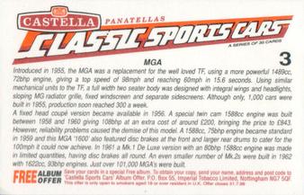 1994 Castella Classic Sports Cars #3 MGA Back