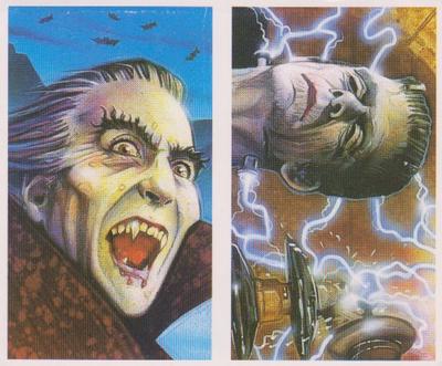 1994 Brooke Bond Creatures of Legend (Double Cards) #5-6 Dracula / Frankenstein's Monster Front