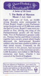 1982 Brooke Bond Queen Elizabeth 1 Queen Elizabeth 2 #7 The Battle of Marston Moor Back
