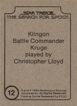 1984 FTCC Star Trek III: The Search for Spock #12 Klingon Battle Commander Kruge played by Christopher Lloyd Back