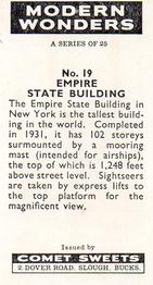 1961 Comet Sweets Modern Wonders #19 Empire State Building Back