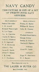 1910 Lauer & Suter Navy Candy (E2) #NNO REAR-ADM. SCHROEDER Back