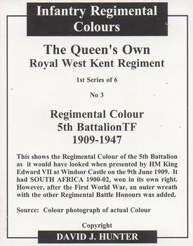 2005 Regimental Colours : The Queen's Own Royal West Kent Regiment #3 Regimental Colour 5th Battalion c.1909 Back