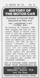 1974 Brooke Bond History Of The Motor Car #8 1903   Lanchester 12 H.P. 4 Litres. Back