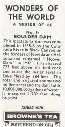 1967 Browne's Tea Wonders of the World #14 Boulder Dam Back