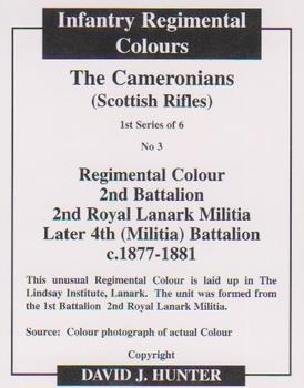 2009 Regimental Colours : The Cameronians (Scottish Rifles) #3 Regimental Colour Militia c.1877-1881 Back