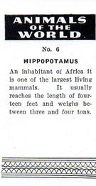 1954 Anonymous Animals of the World #6 Hippopotamus Back