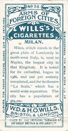 1912 Wills's Arms of Foreign Cities #38 Milan Back