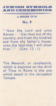 1961 Jewish Symbols and Ceremonies Part 1 #9 Menorah (Candlestick) Back