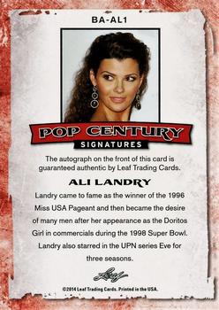 2014 Leaf Pop Century #BA-AL1 Ali Landry Back