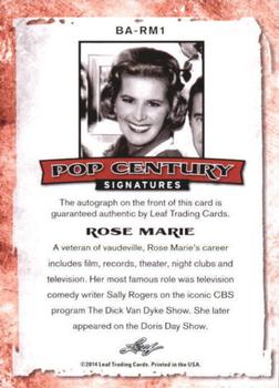 2014 Leaf Pop Century - Silver #BA-RM1 Rose Marie Back