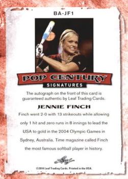 2014 Leaf Pop Century - Red #BA-JF1 Jennie Finch Back