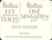1988 Hostess Hot Summer Flicks Stickers #15 David Moscow Back