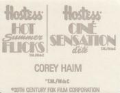 1988 Hostess Hot Summer Flicks Stickers #19 Corey Haim Back
